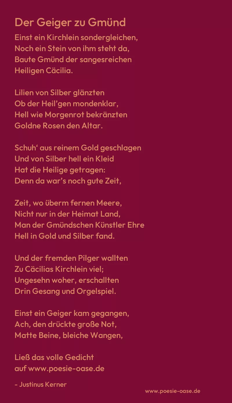 Gedicht: Der Geiger zu Gmünd von Justinus Kerner