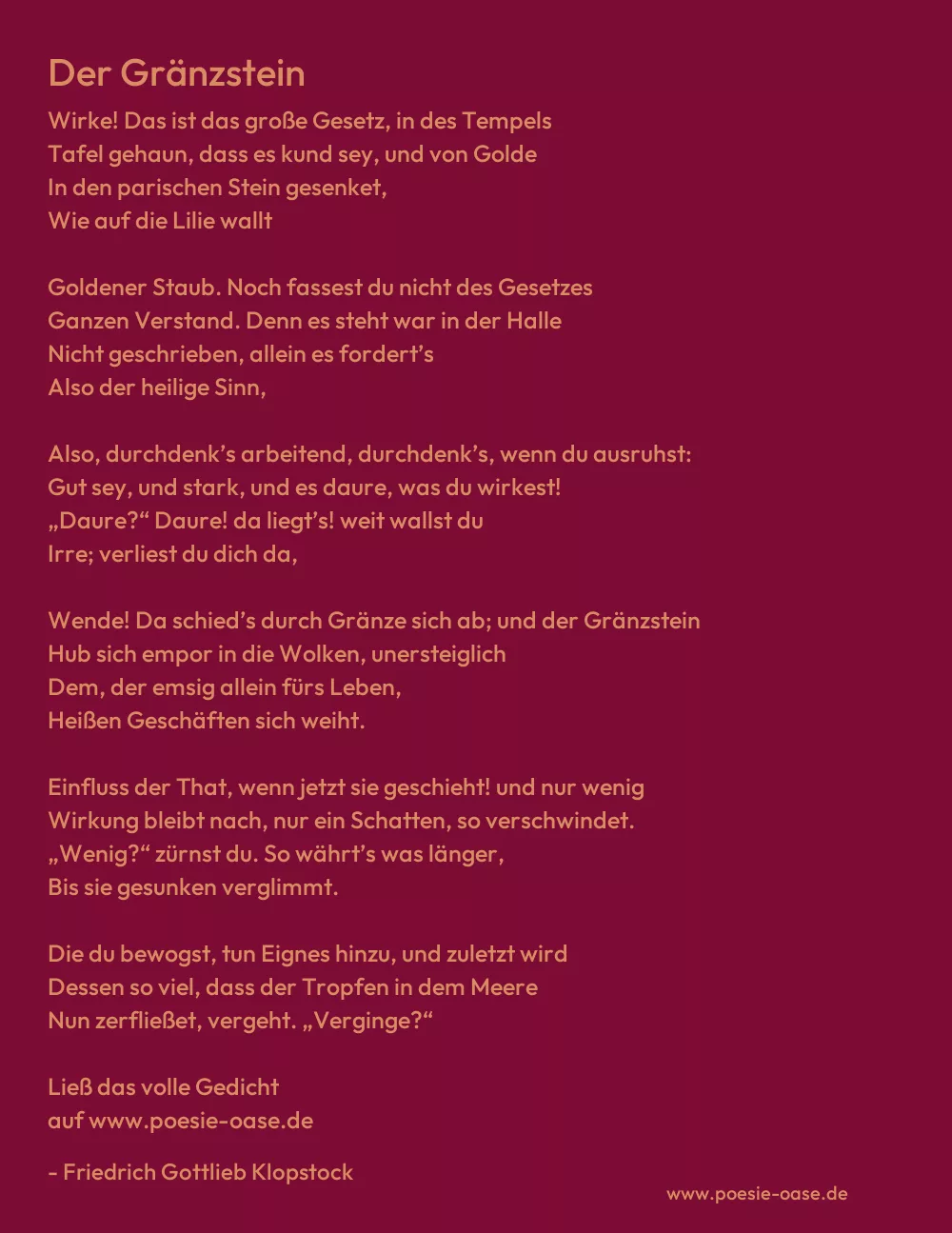 Gedicht: Der Gränzstein von Friedrich Gottlieb Klopstock