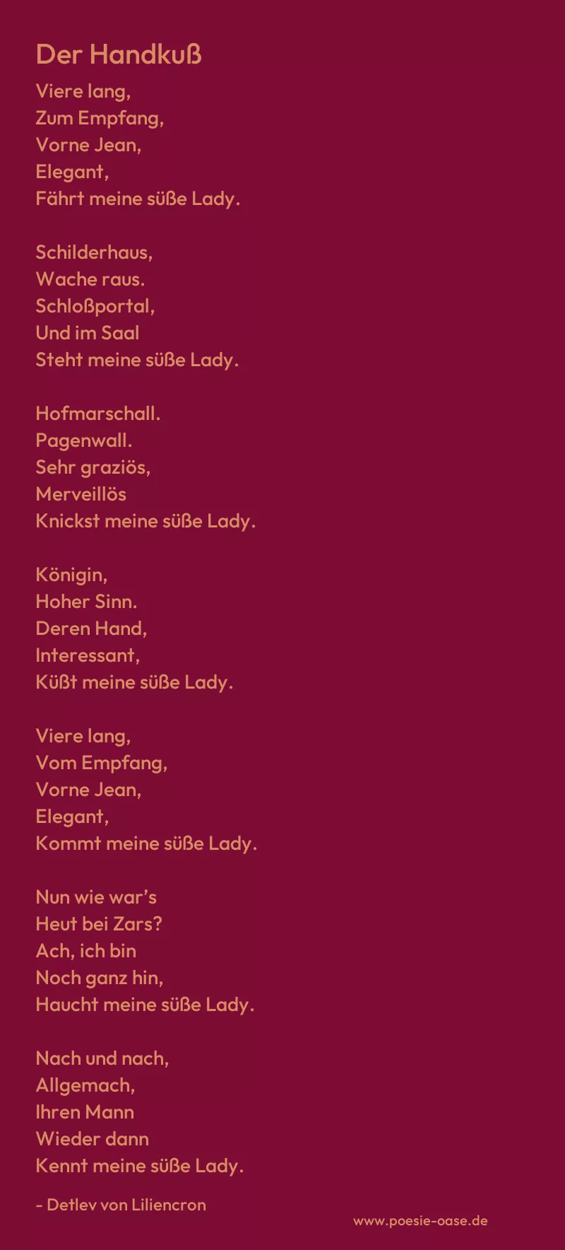 Gedicht: Der Handkuß von Detlev von Liliencron