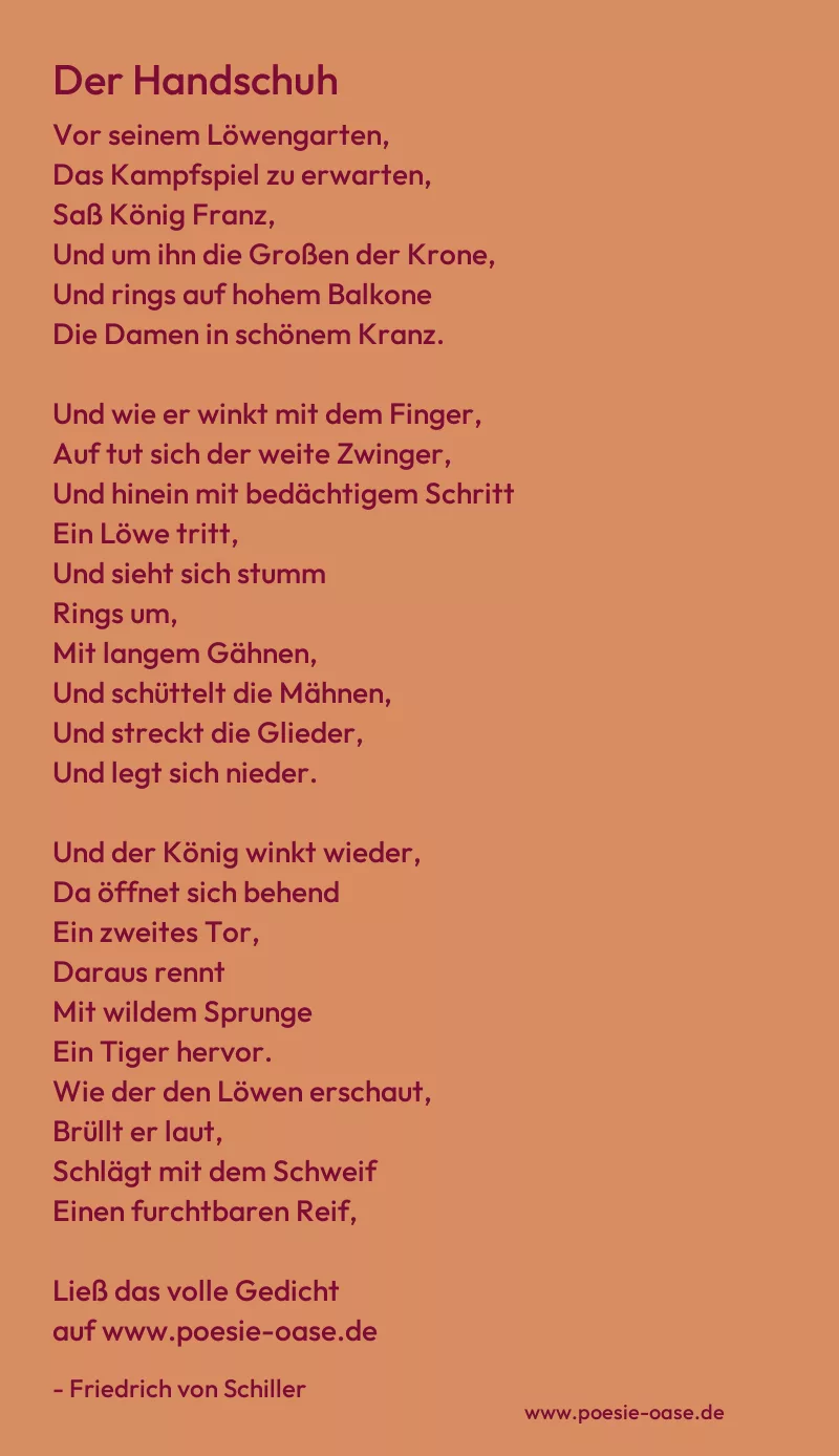 Gedicht: Der Handschuh von Friedrich von Schiller