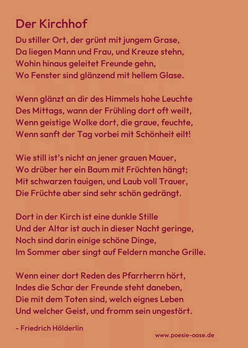 Gedicht: Der Kirchhof von Friedrich Hölderlin