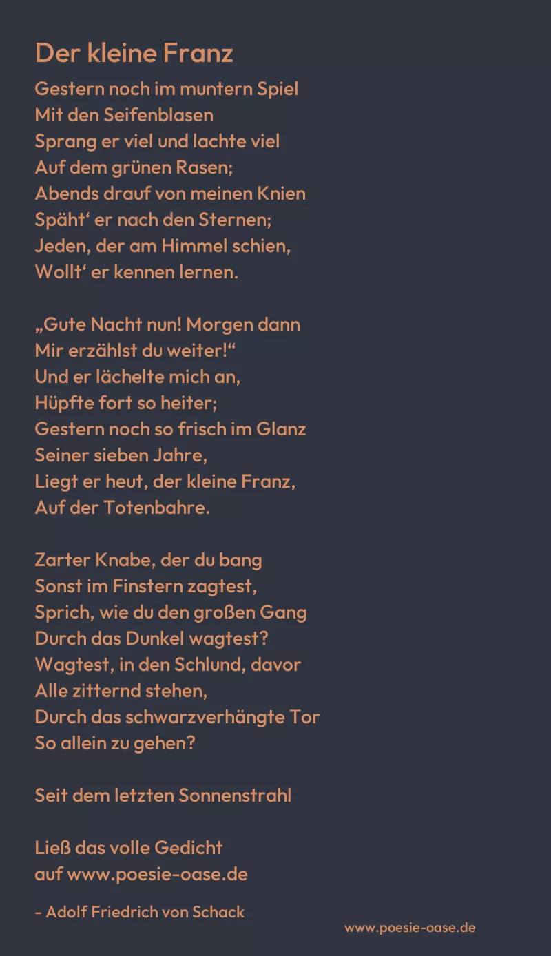 Gedicht: Der kleine Franz von Adolf Friedrich von Schack