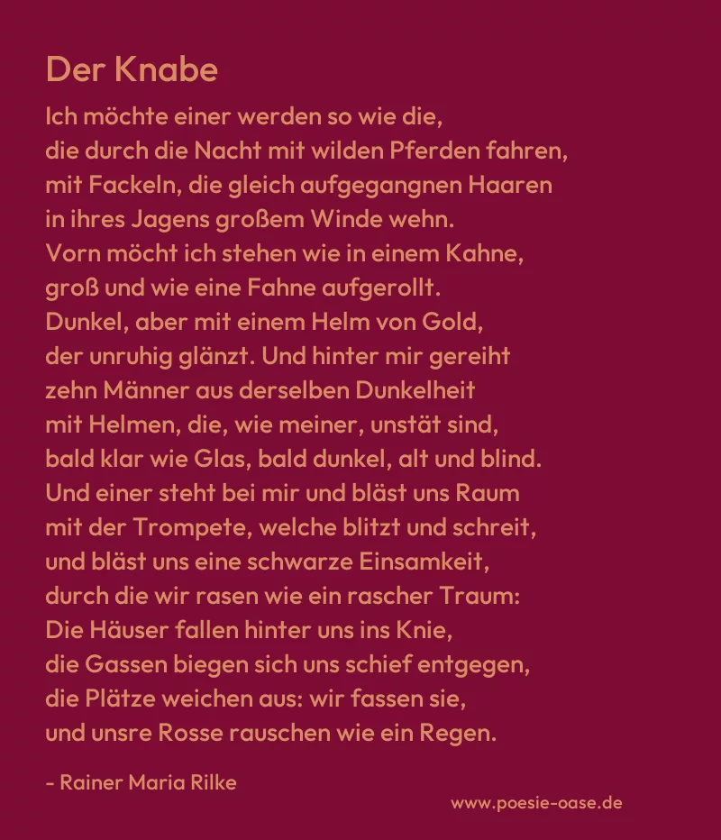 Gedicht: Der Knabe von Rainer Maria Rilke