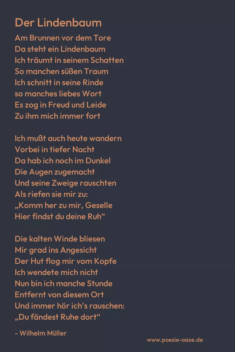 Gedicht: Der Lindenbaum von Wilhelm Müller