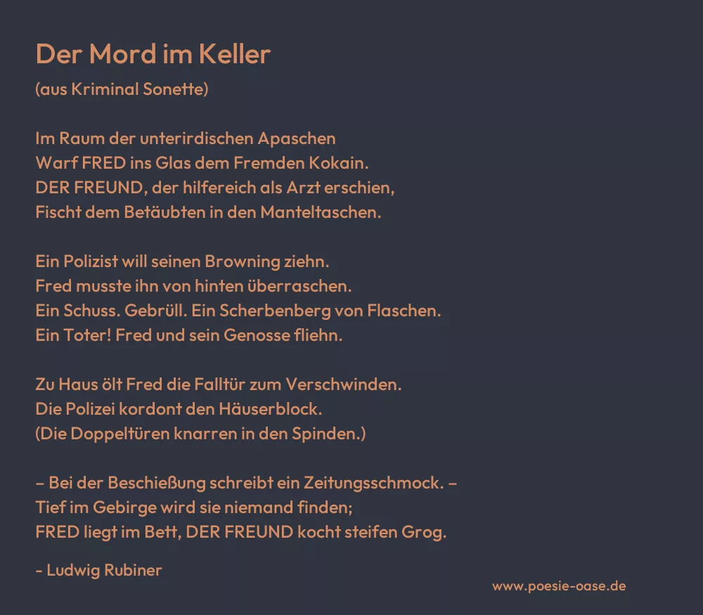 Gedicht: Der Mord im Keller von Ludwig Rubiner
