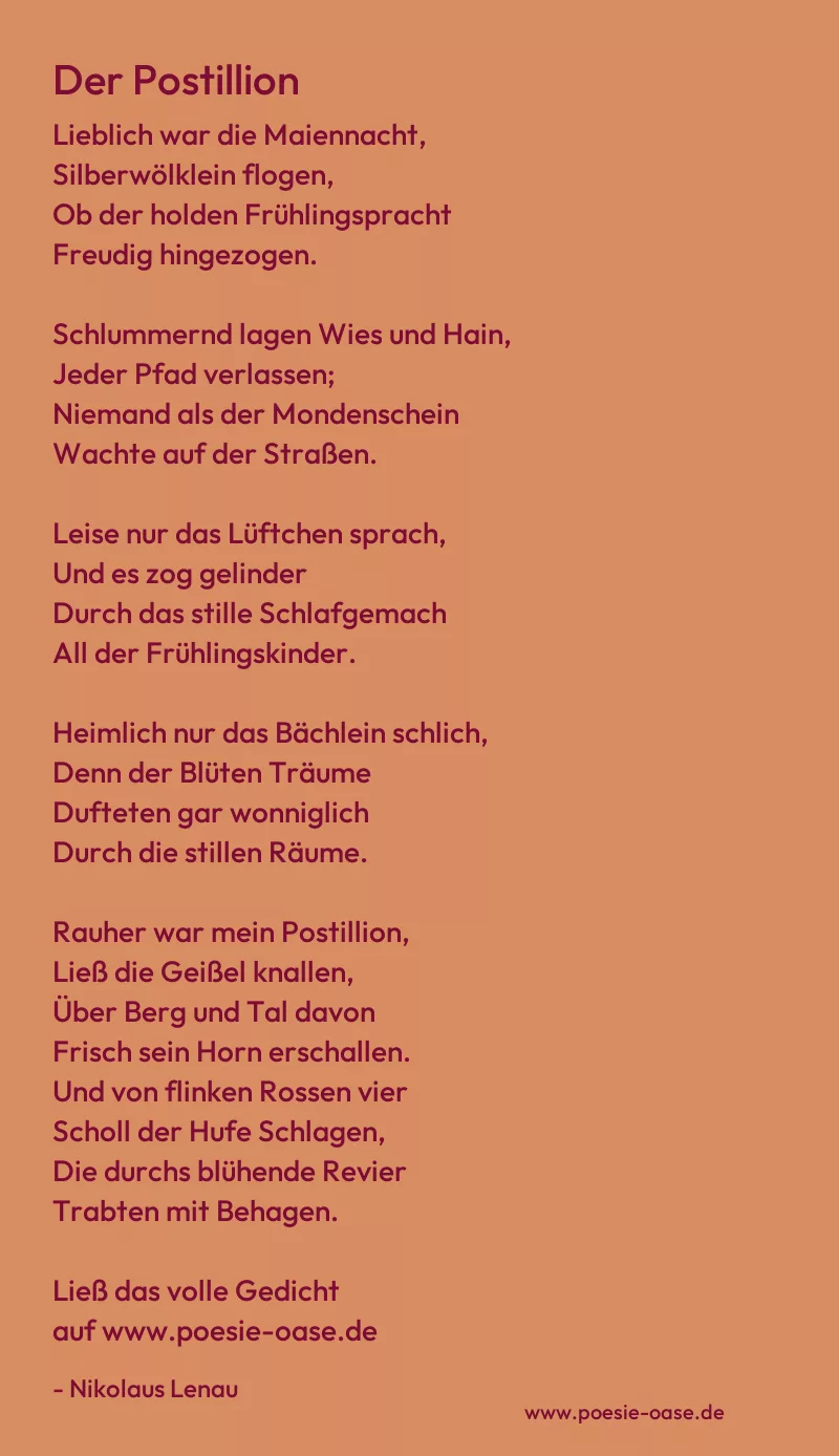 Gedicht: Der Postillion von Nikolaus Lenau