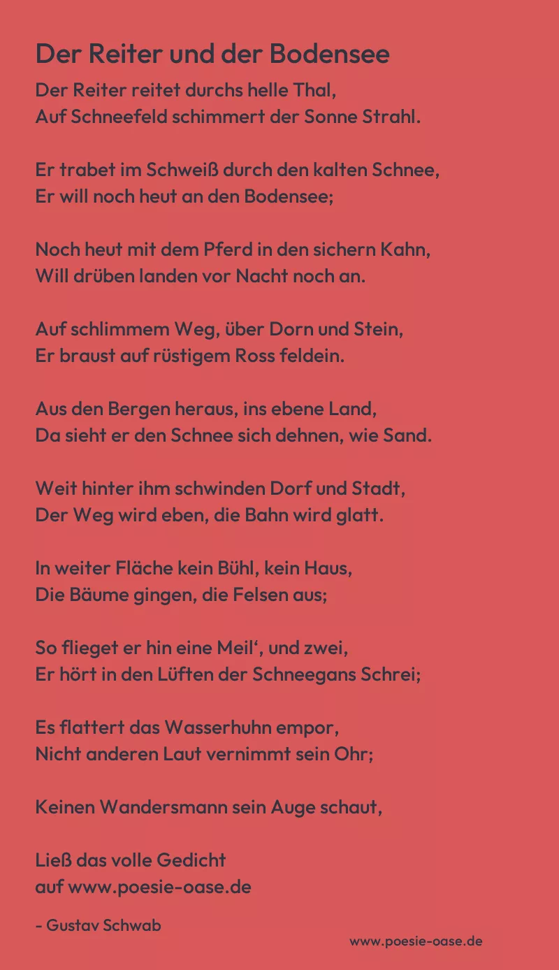 Gedicht: Der Reiter und der Bodensee von Gustav Schwab