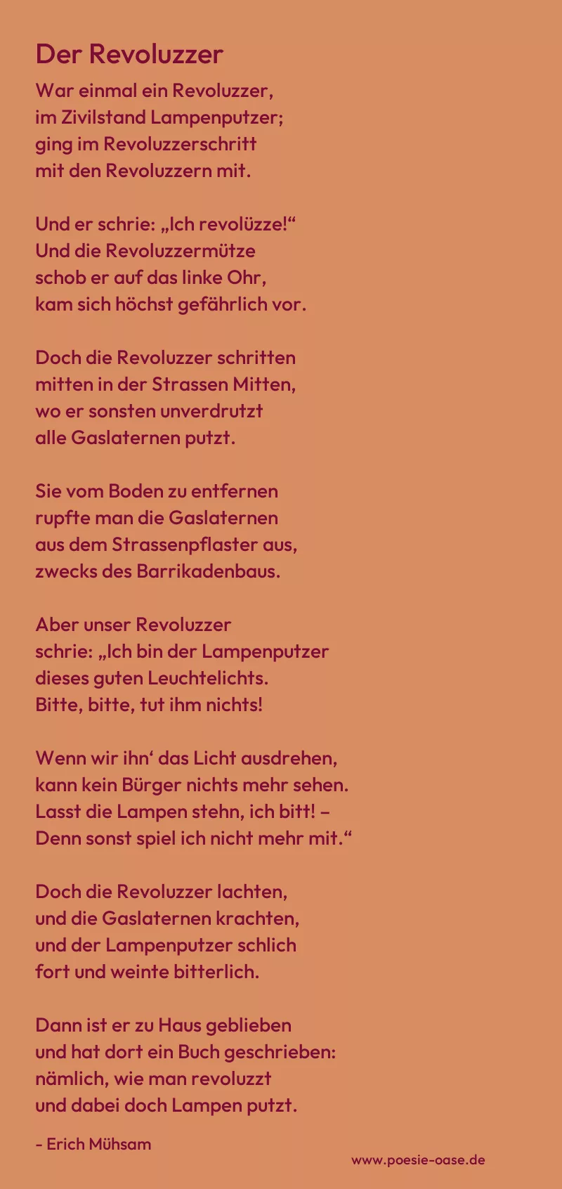 Gedicht: Der Revoluzzer von Erich Mühsam