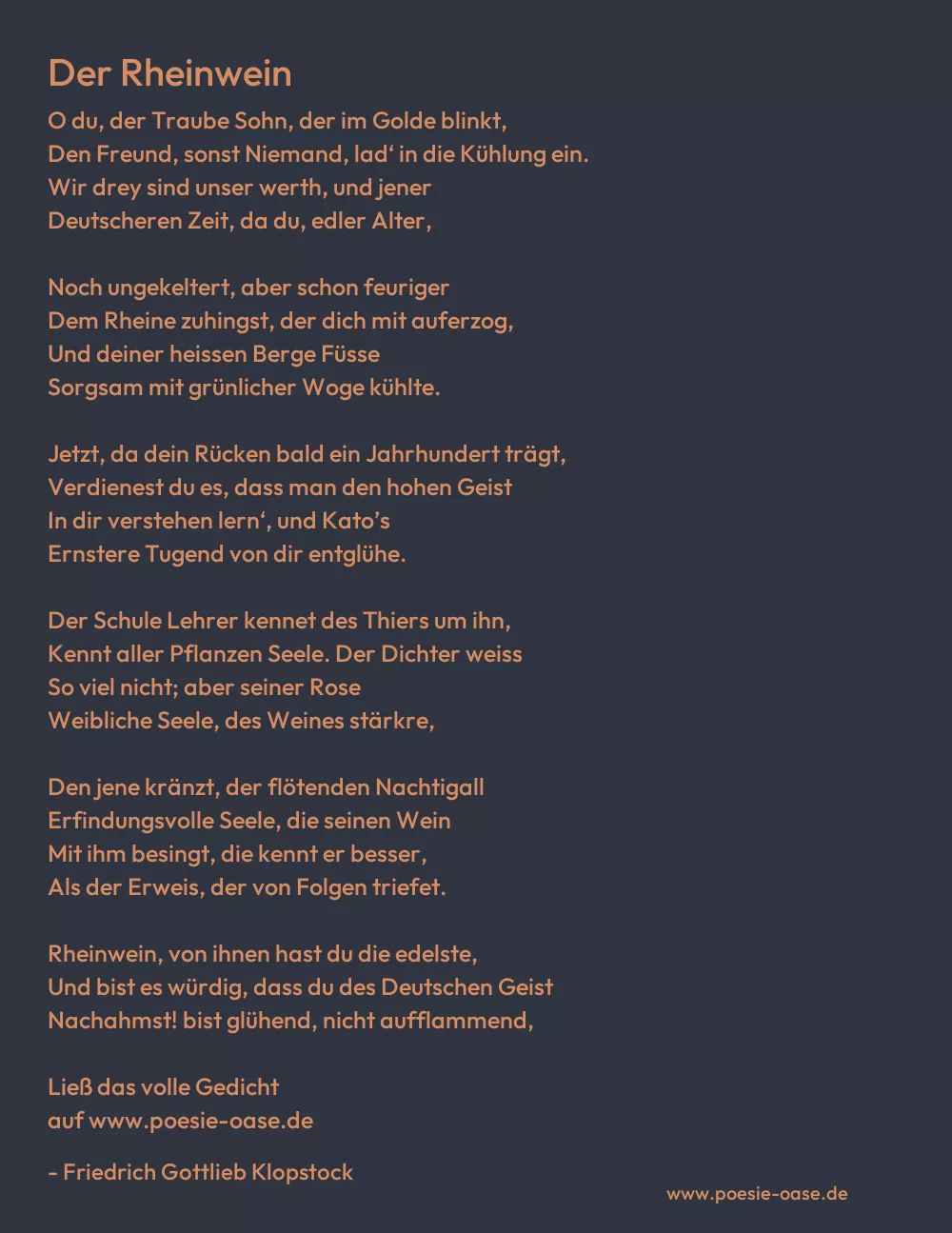Gedicht: Der Rheinwein von Friedrich Gottlieb Klopstock