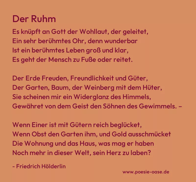 Gedicht: Der Ruhm von Friedrich Hölderlin