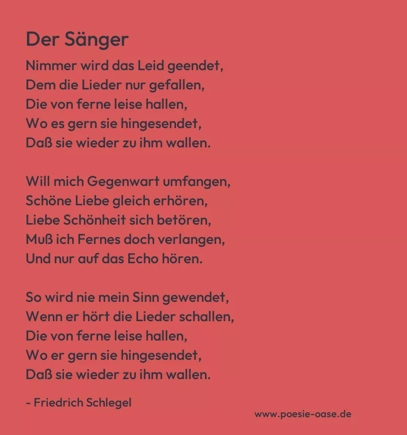Gedicht: Der Sänger von Friedrich Schlegel