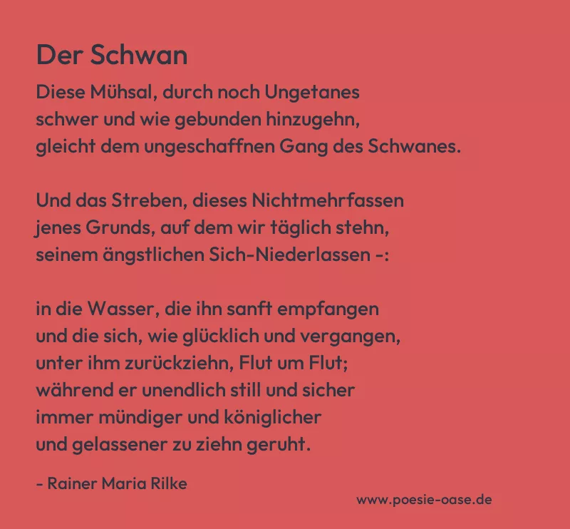 Gedicht: Der Schwan von Rainer Maria Rilke