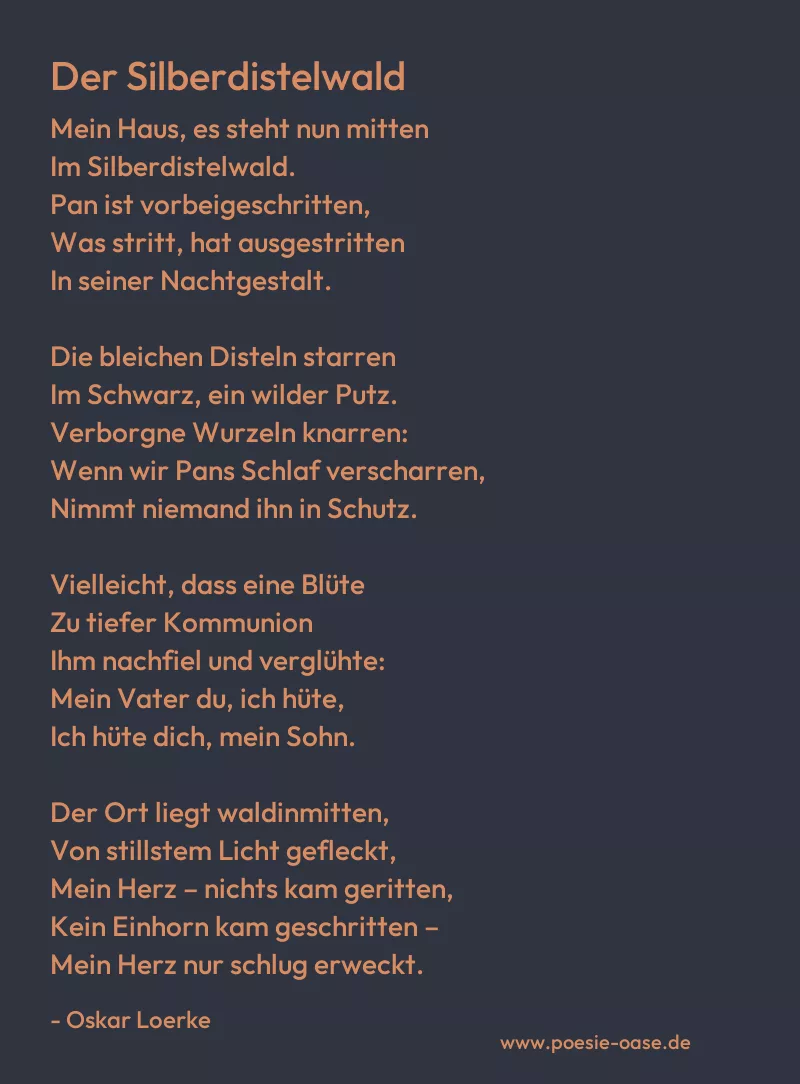 Gedicht: Der Silberdistelwald von Oskar Loerke