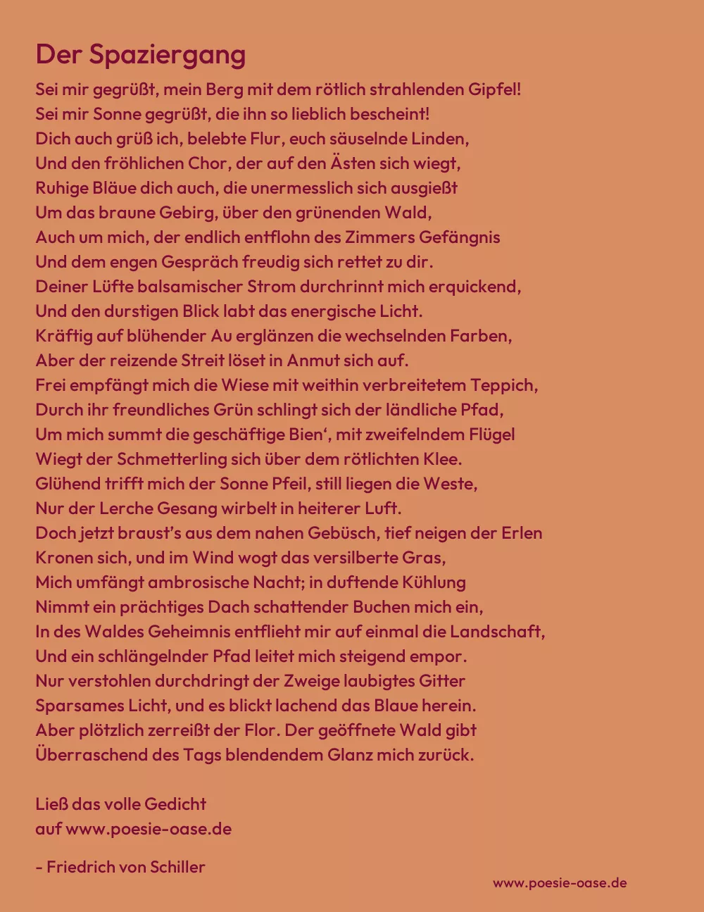Gedicht: Der Spaziergang von Friedrich von Schiller