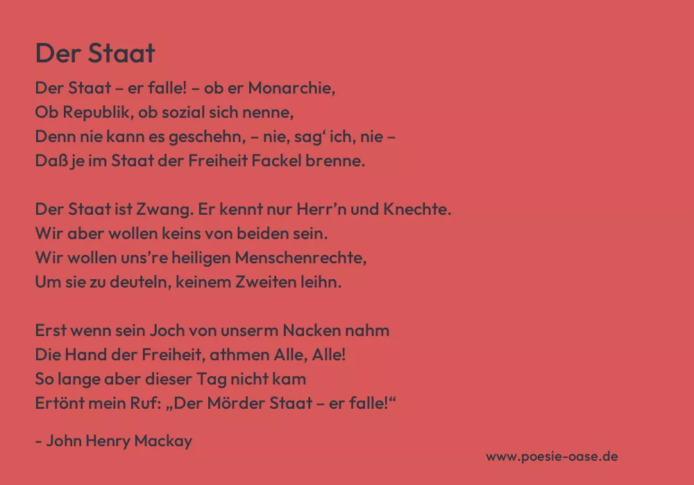 Gedicht: Der Staat von John Henry Mackay
