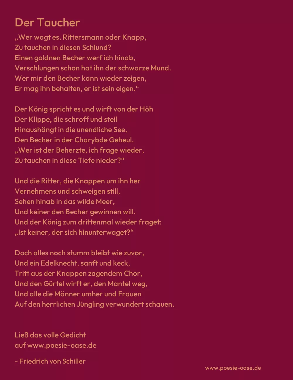 Gedicht: Der Taucher von Friedrich von Schiller
