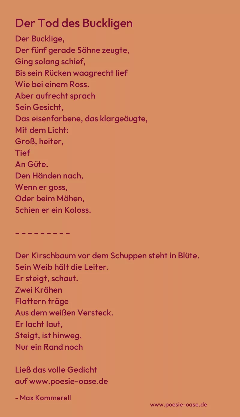 Gedicht: Der Tod des Buckligen von Max Kommerell