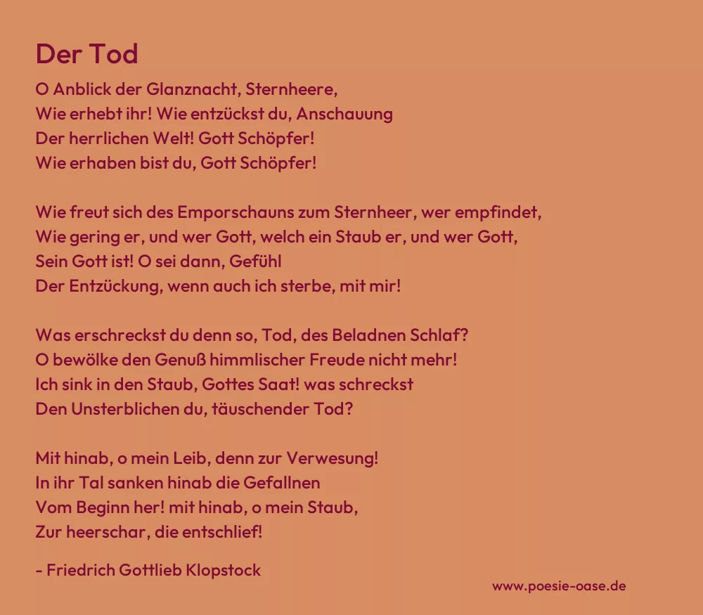 Gedicht: Der Tod von Friedrich Gottlieb Klopstock
