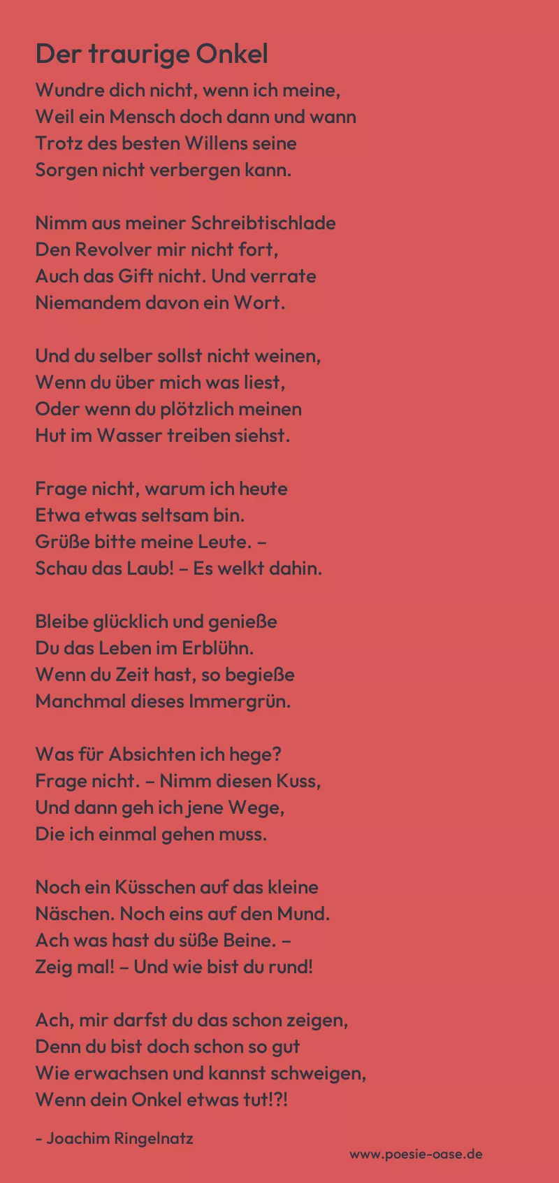 Gedicht: Der traurige Onkel von Joachim Ringelnatz