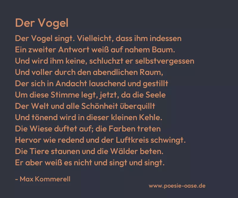 Gedicht: Der Vogel von Max Kommerell