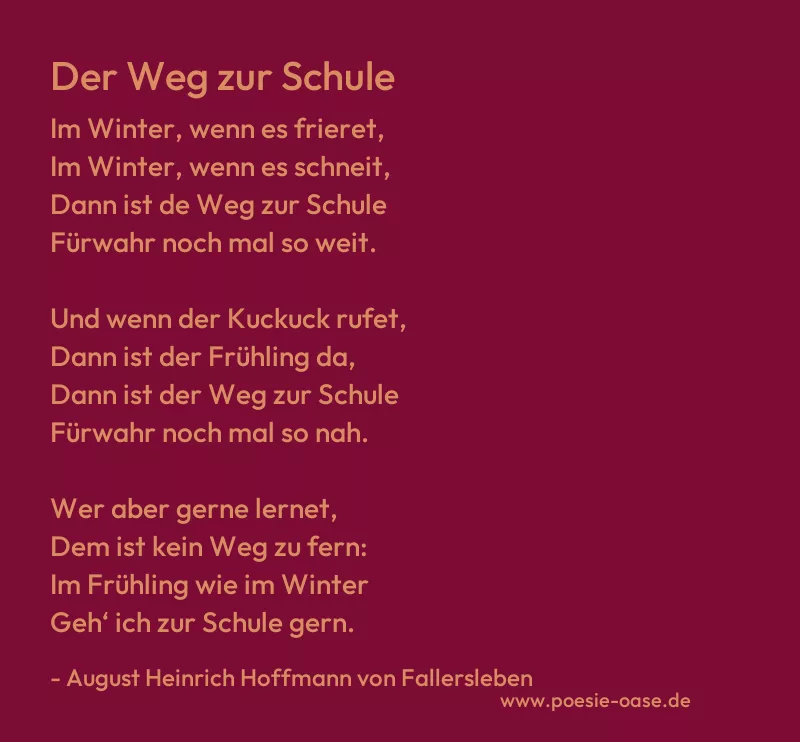 Gedicht: Der Weg zur Schule von August Heinrich Hoffmann von Fallersleben