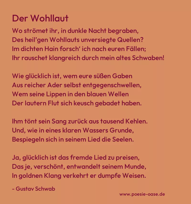 Gedicht: Der Wohllaut von Gustav Schwab