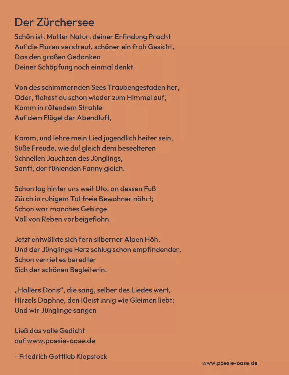Gedicht: Der Zürchersee von Friedrich Gottlieb Klopstock
