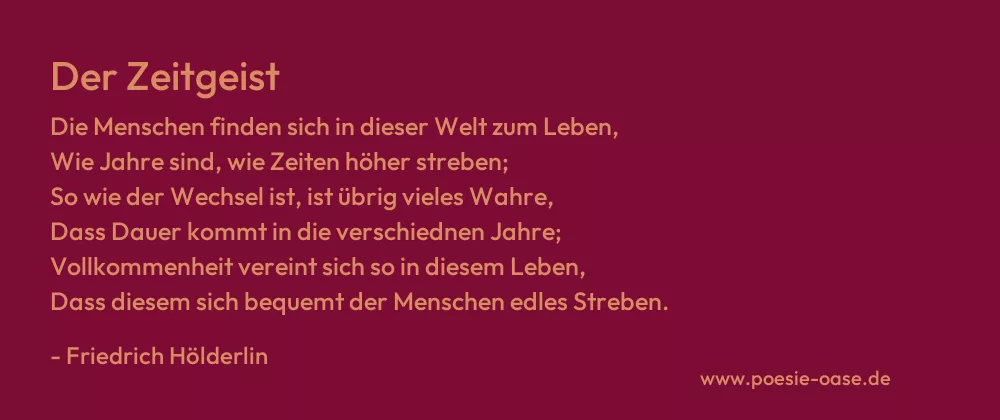 Gedicht: Der Zeitgeist von Friedrich Hölderlin