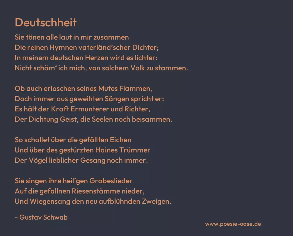 Gedicht: Deutschheit von Gustav Schwab