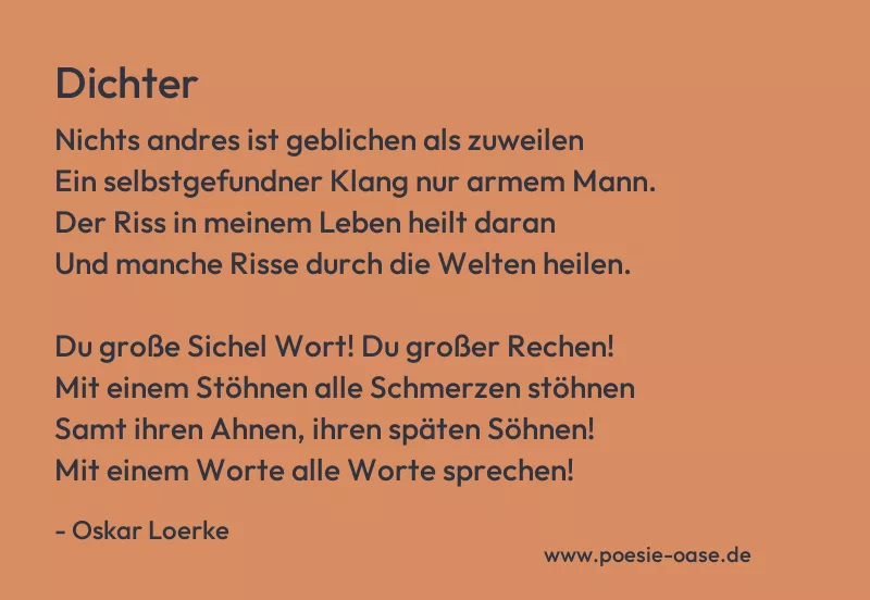Gedicht: Dichter von Oskar Loerke