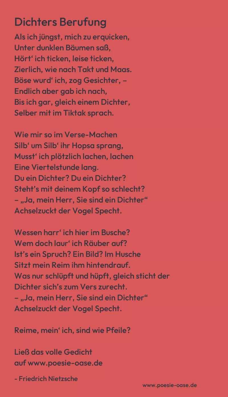 Gedicht: Dichters Berufung von Friedrich Nietzsche