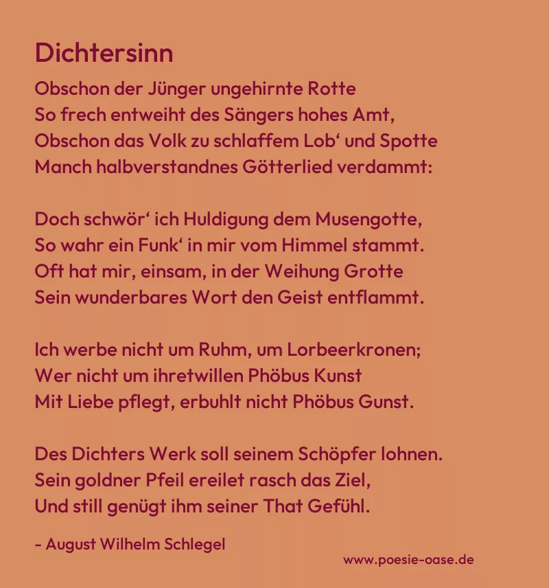 Gedicht: Dichtersinn von August Wilhelm Schlegel