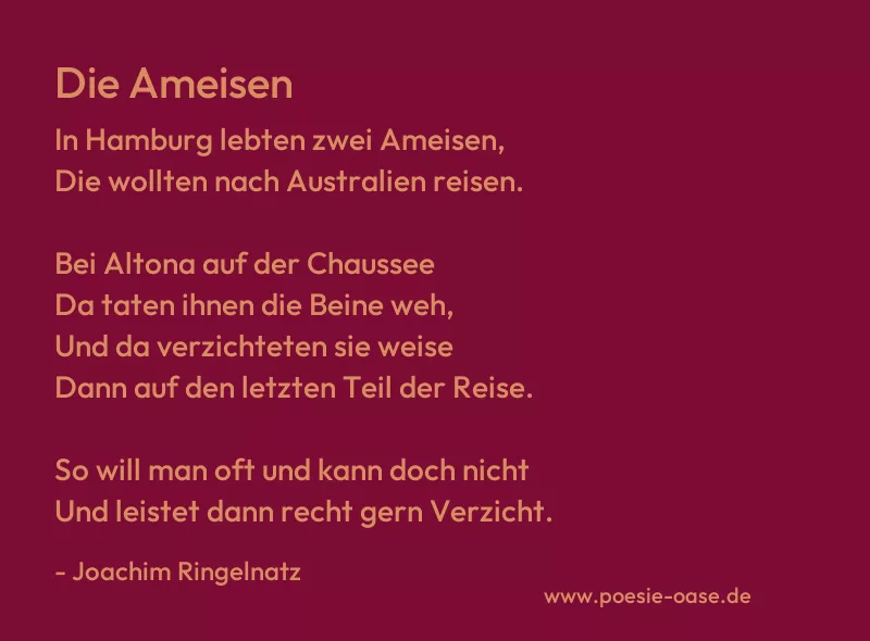 Gedicht: Die Ameisen von Joachim Ringelnatz