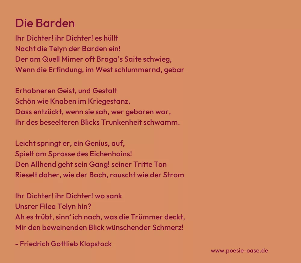 Gedicht: Die Barden von Friedrich Gottlieb Klopstock