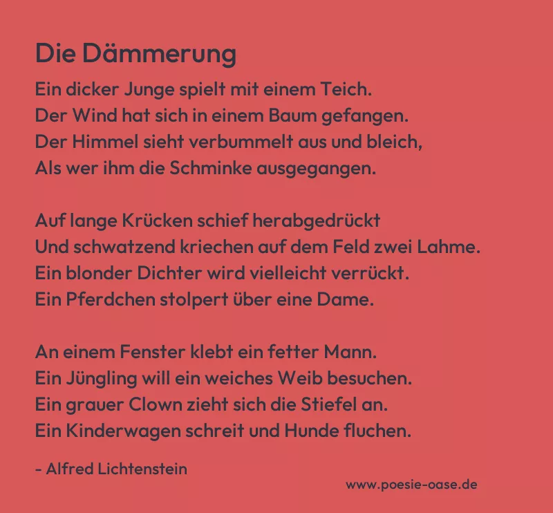 Gedicht: Die Dämmerung von Alfred Lichtenstein