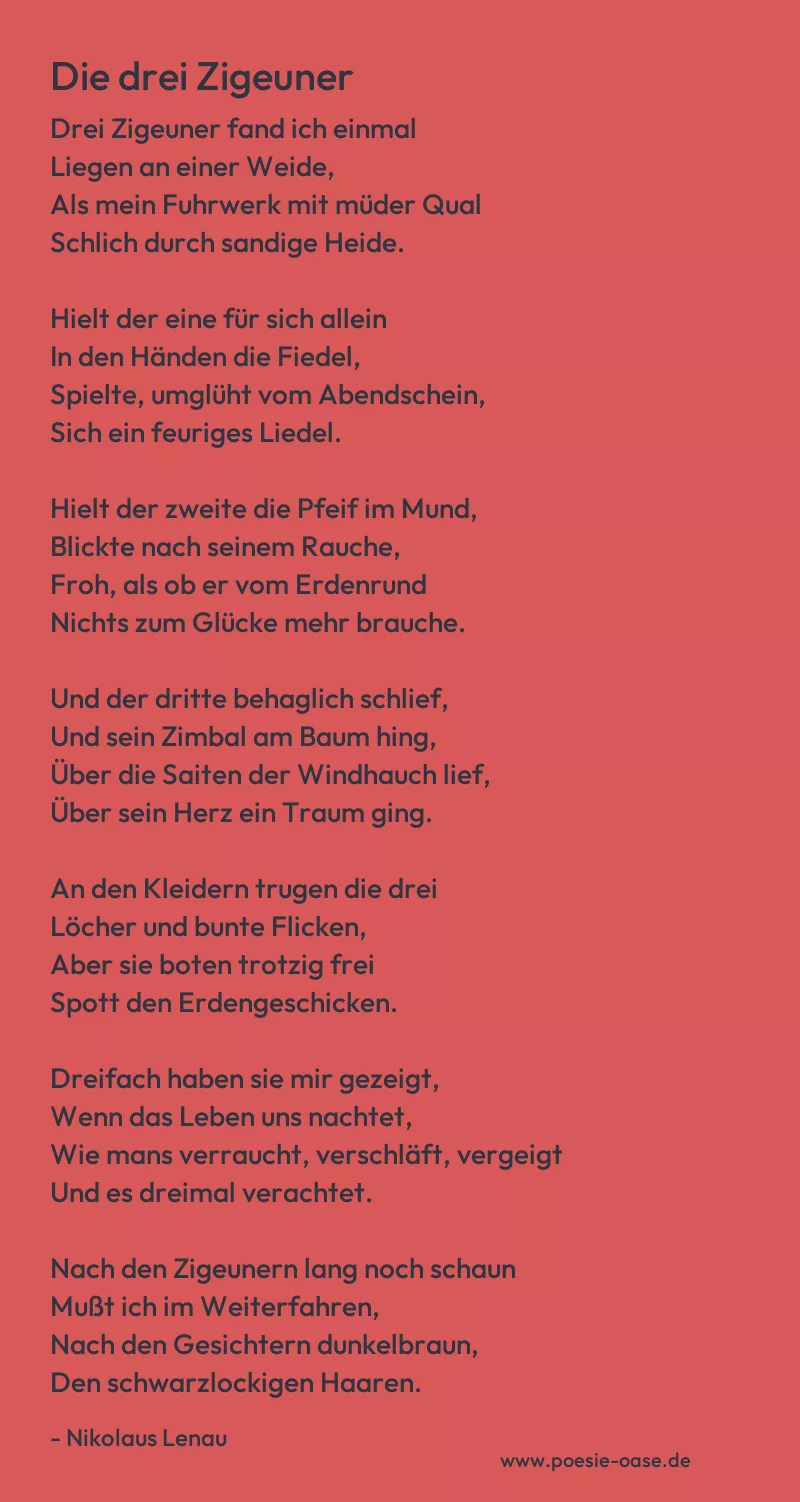 Gedicht: Die drei Zigeuner von Nikolaus Lenau