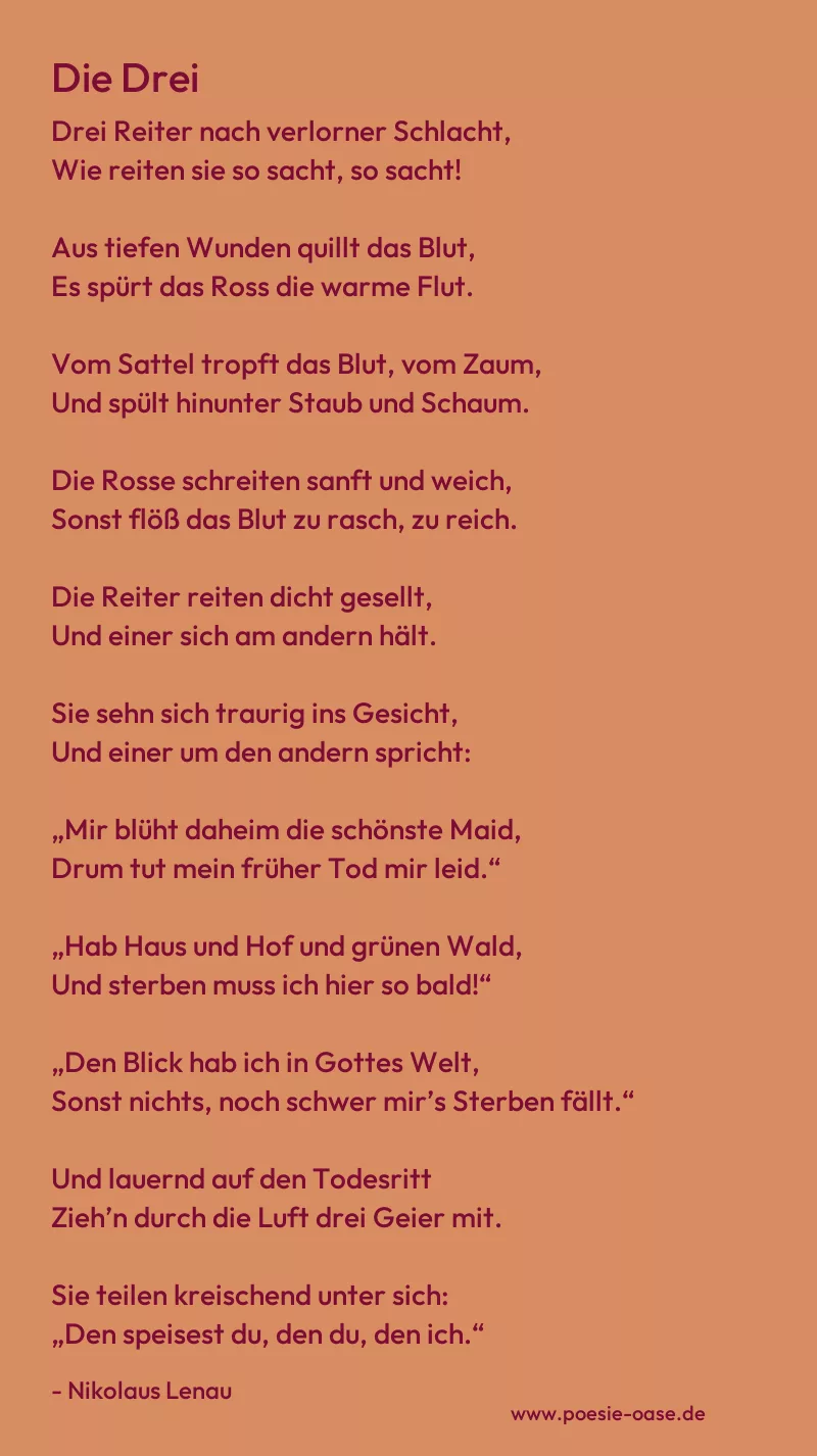 Gedicht: Die Drei von Nikolaus Lenau