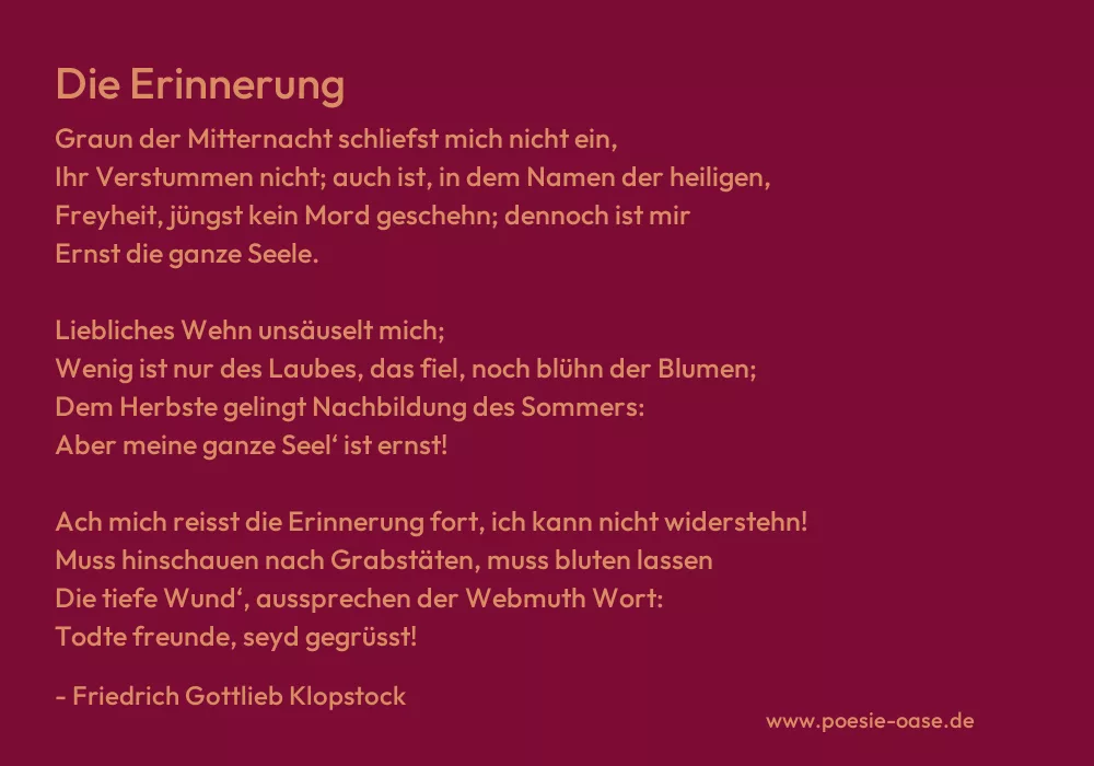 Gedicht: Die Erinnerung von Friedrich Gottlieb Klopstock