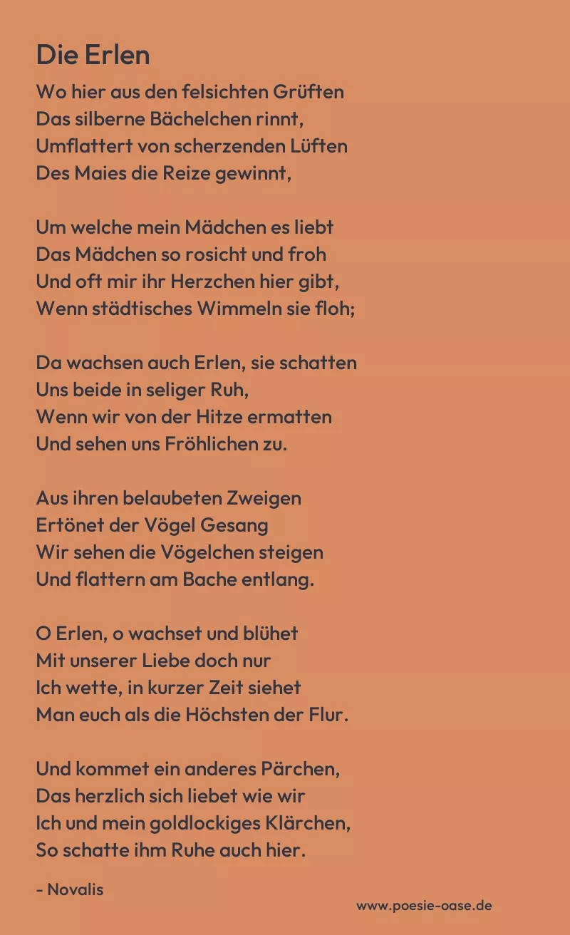 Gedicht: Die Erlen von Novalis