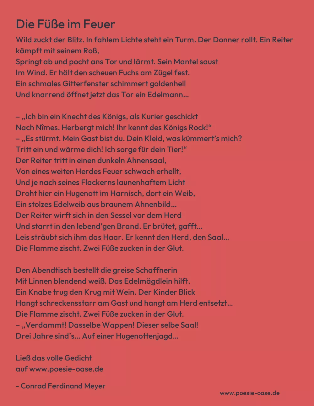 Gedicht: Die Füße im Feuer von Conrad Ferdinand Meyer