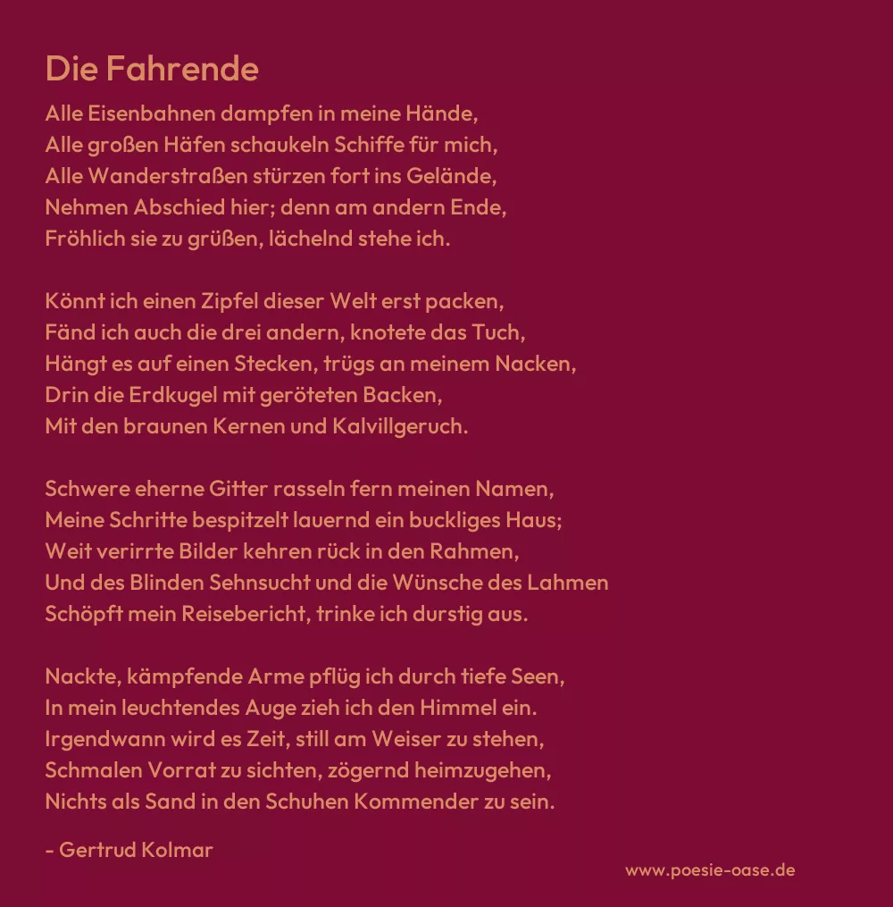 Gedicht: Die Fahrende von Gertrud Kolmar