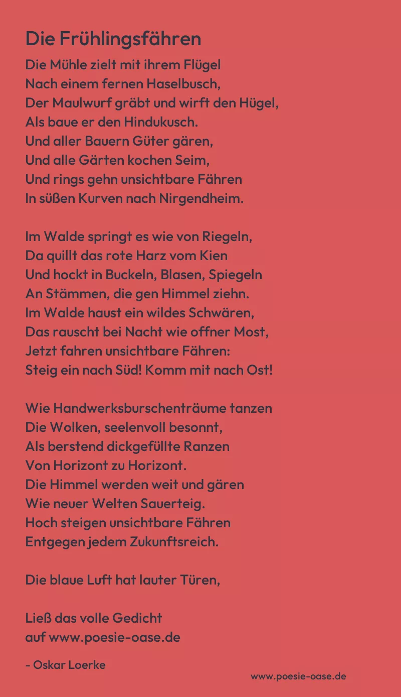 Gedicht: Die Frühlingsfähren von Oskar Loerke