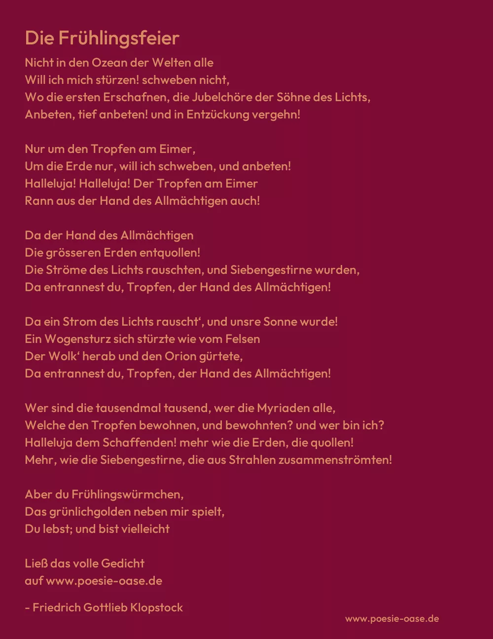 Gedicht: Die Frühlingsfeier von Friedrich Gottlieb Klopstock