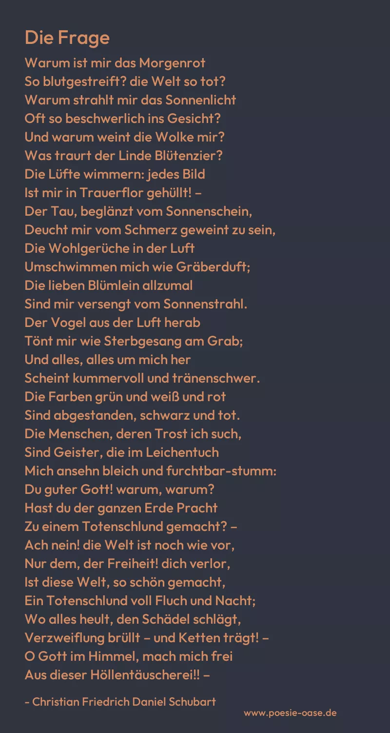Gedicht: Die Frage von Christian Friedrich Daniel Schubart