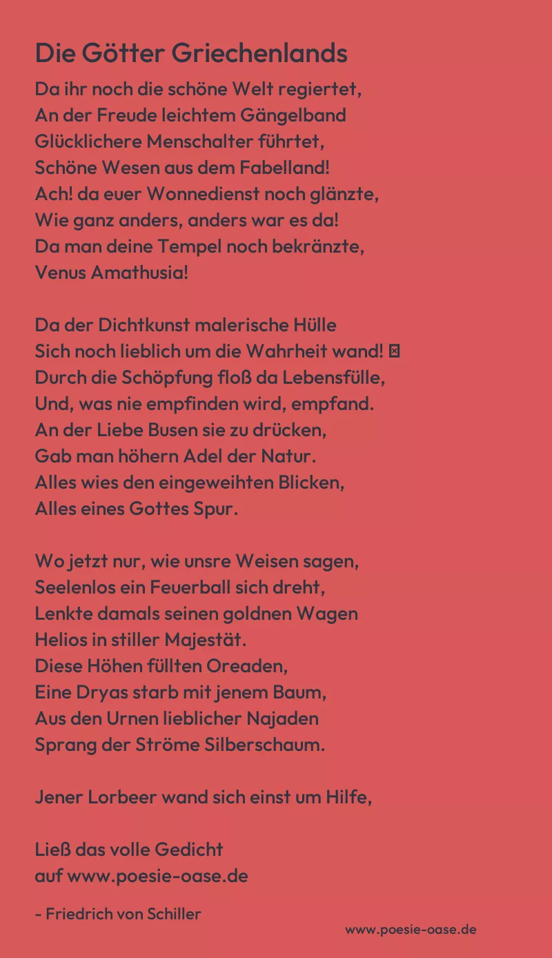 Gedicht: Die Götter Griechenlands von Friedrich von Schiller