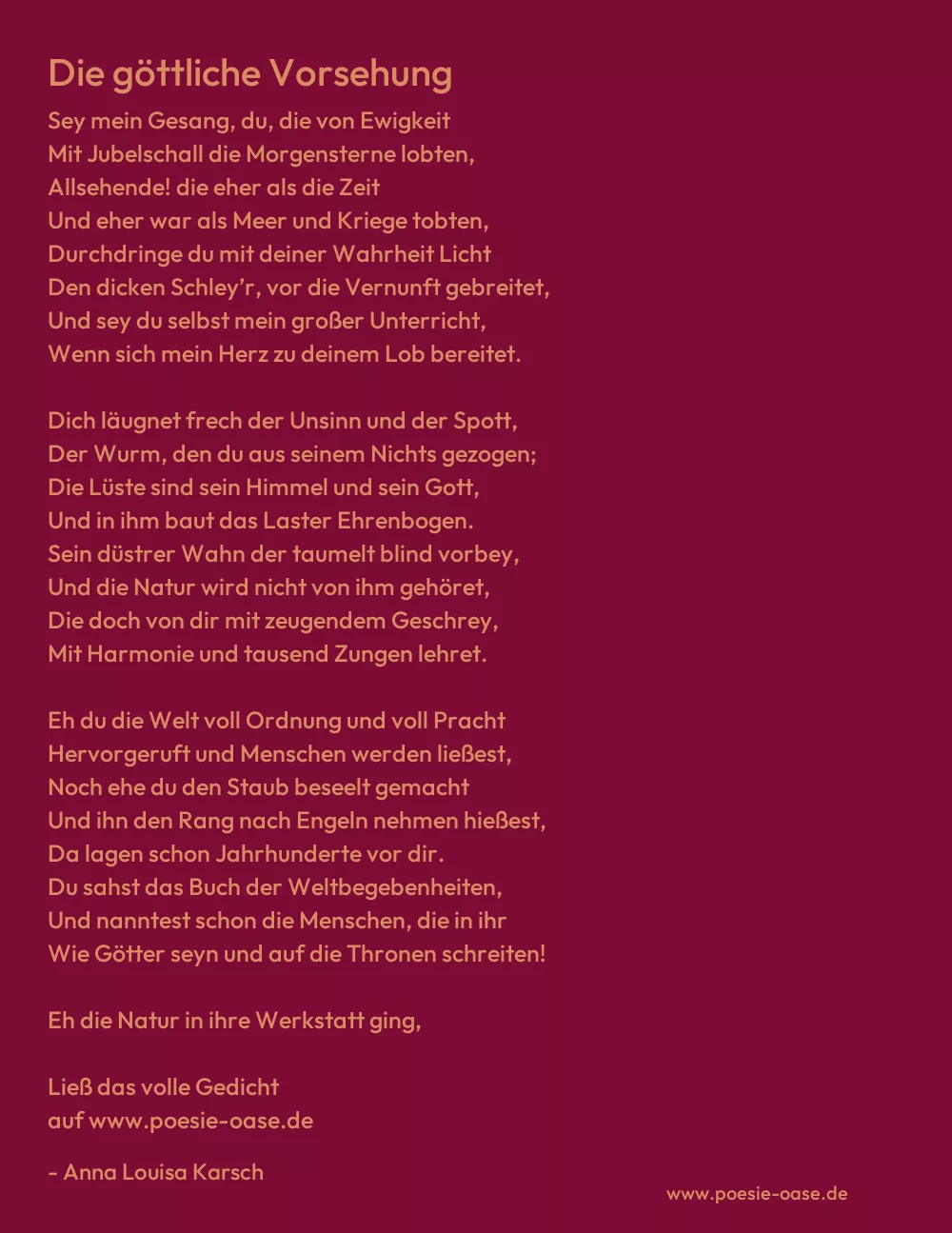 Gedicht: Die göttliche Vorsehung von Anna Louisa Karsch
