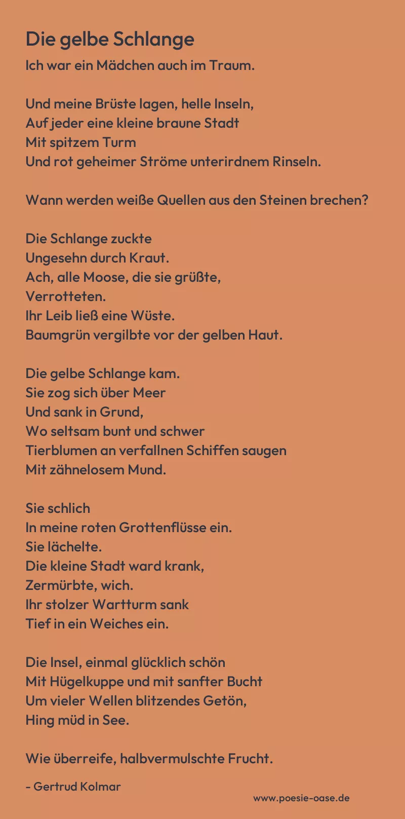 Gedicht: Die gelbe Schlange von Gertrud Kolmar