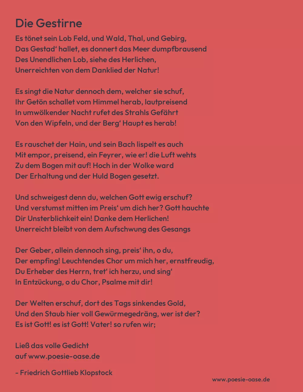 Gedicht: Die Gestirne von Friedrich Gottlieb Klopstock