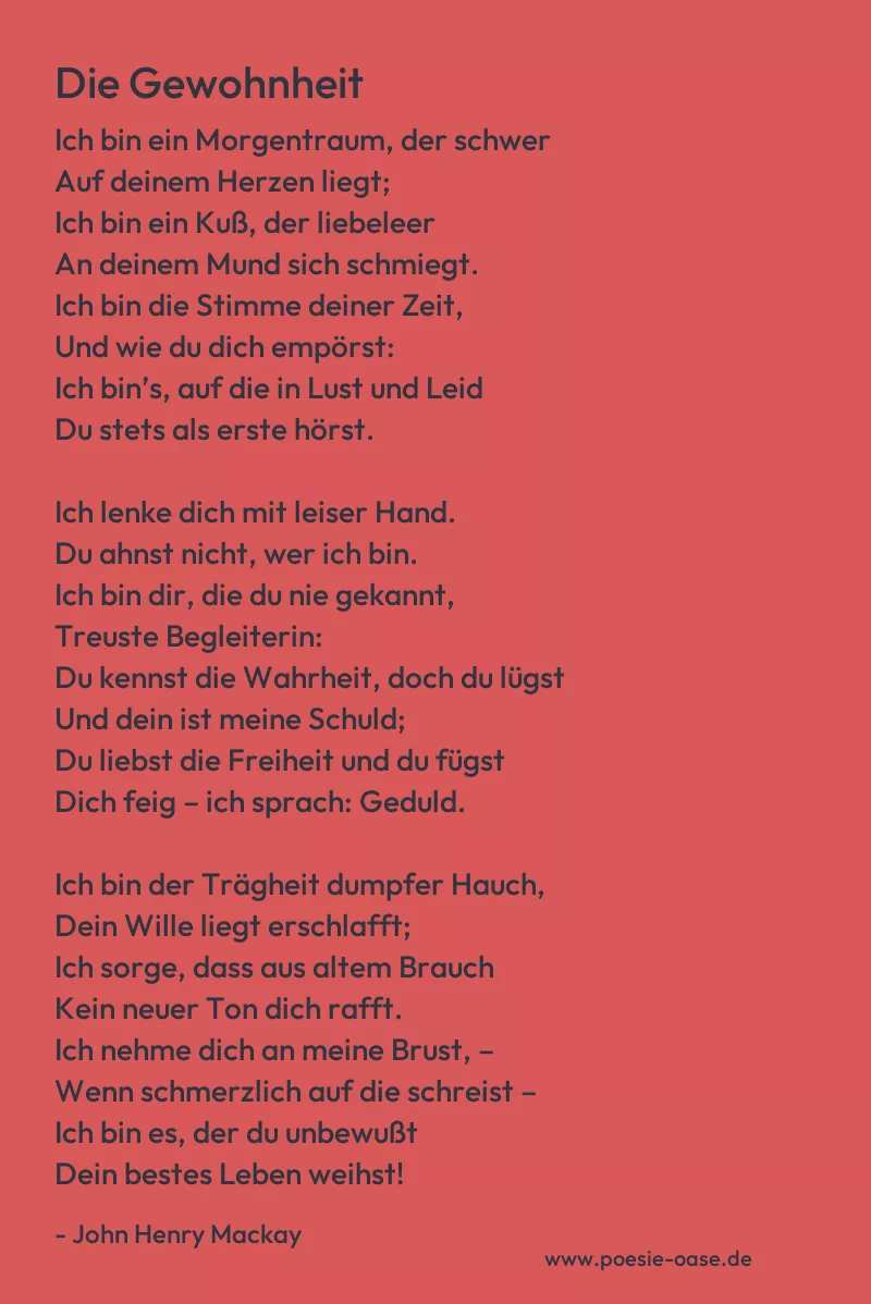 Gedicht: Die Gewohnheit von John Henry Mackay