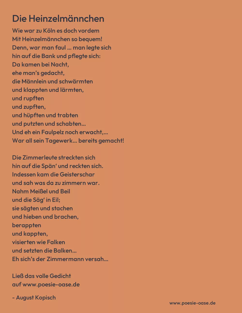 Gedicht: Die Heinzelmännchen von August Kopisch